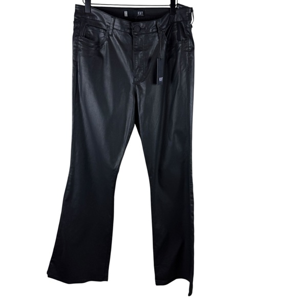 Kut from the Kloth Black Ana Coated High Waist Flare Jeans New Size 12 - Picture 5 of 11